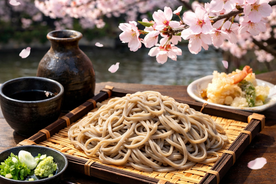 桜とざる蕎麦